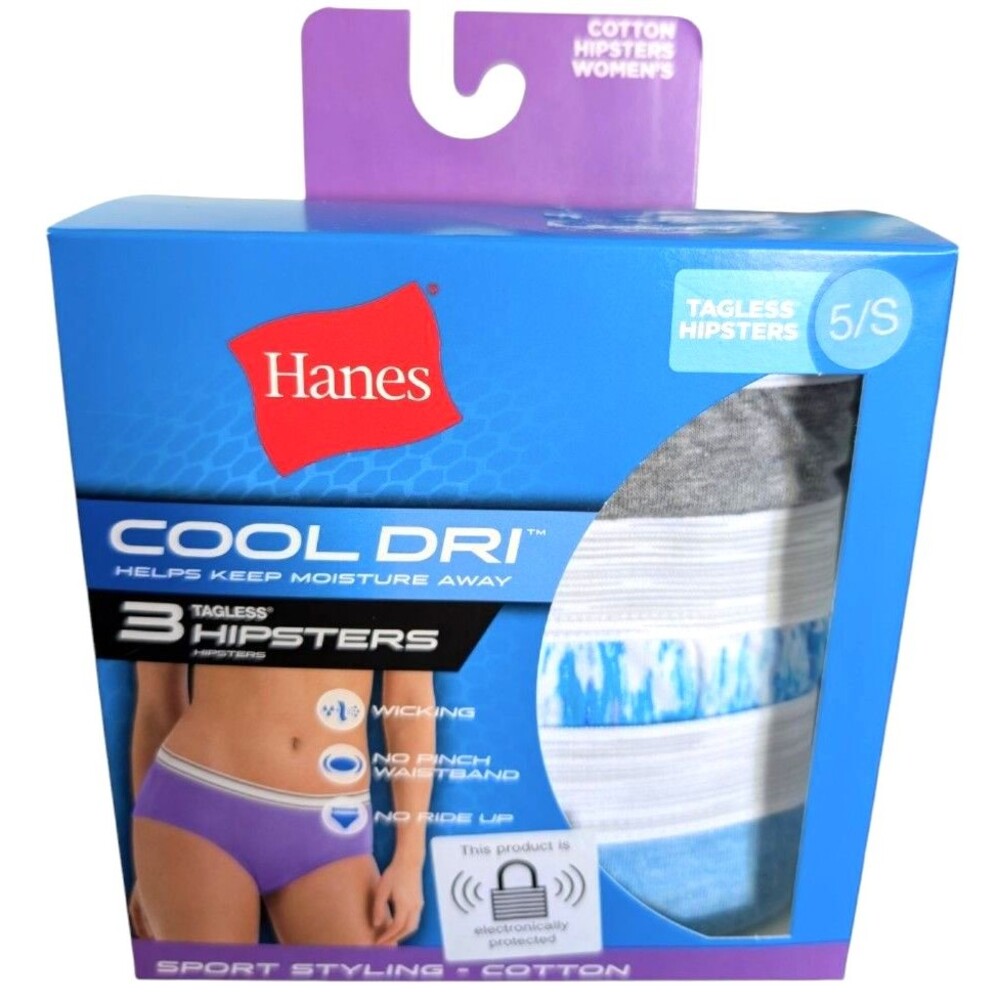 Hanes Small Size 5 Women's Hipster Panties Tagless 3ct Package New